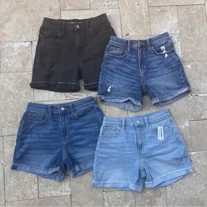 Set of 4 Old Navy Black and Blue Denim Girls Short Size 16 Stretch Summer